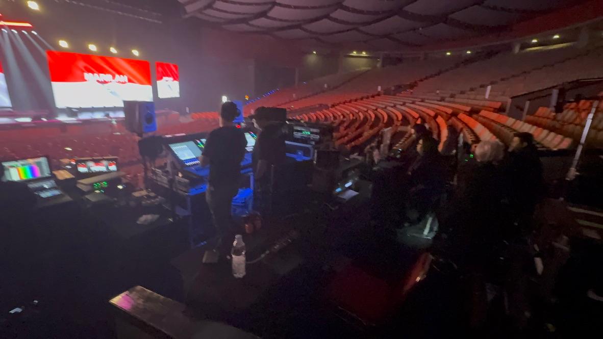 FOH and production during soundcheck